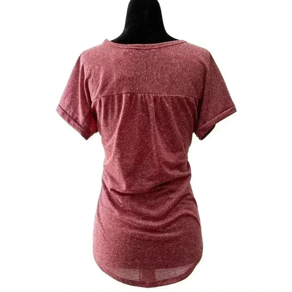 Ricki’s Linen Blend  Loose Fit V Neck T-Shirt Burgundy Size XS - Picture 2 of 16